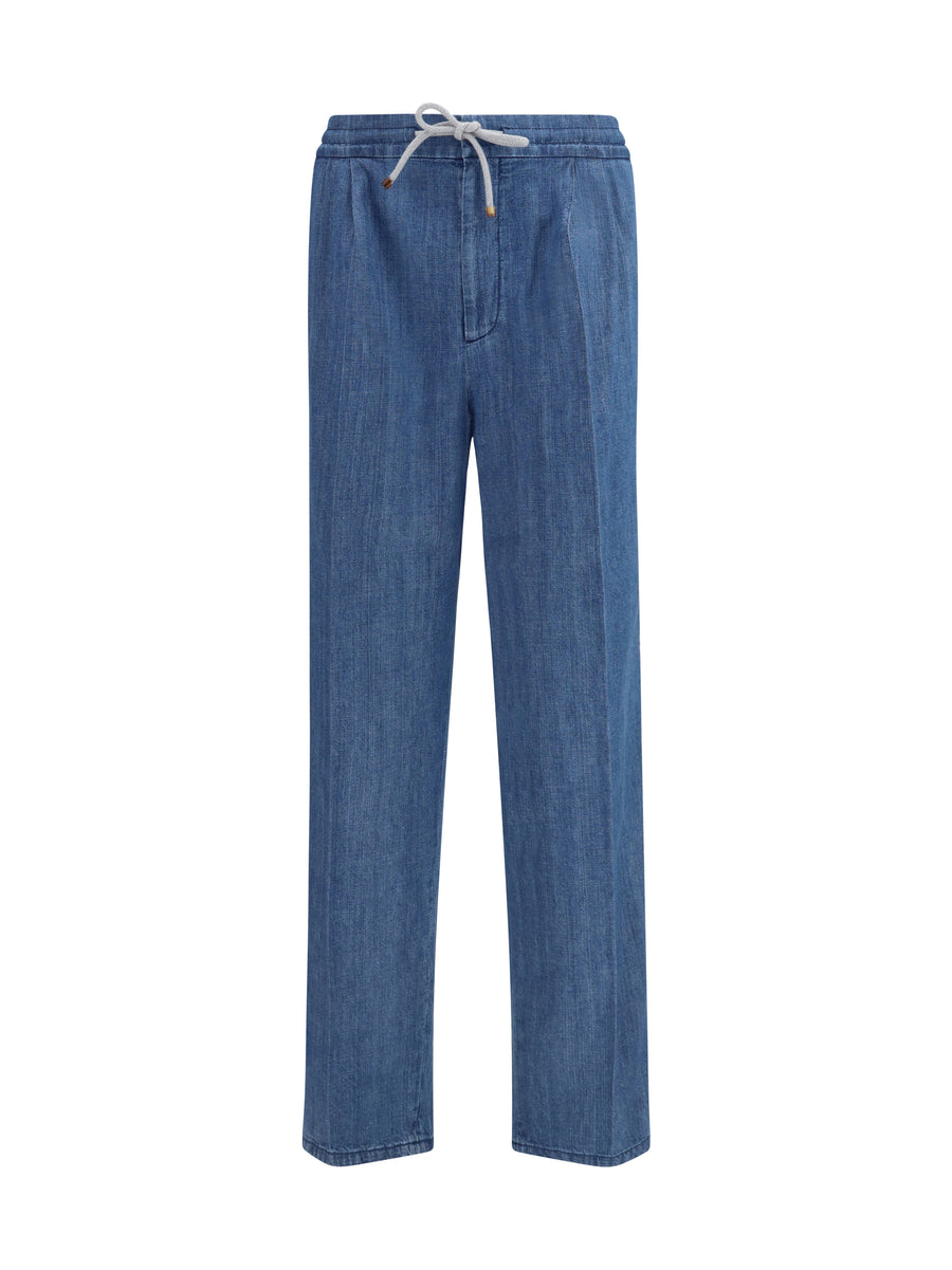 Brunello Cucinelli 100% Cotton trousers in blue
