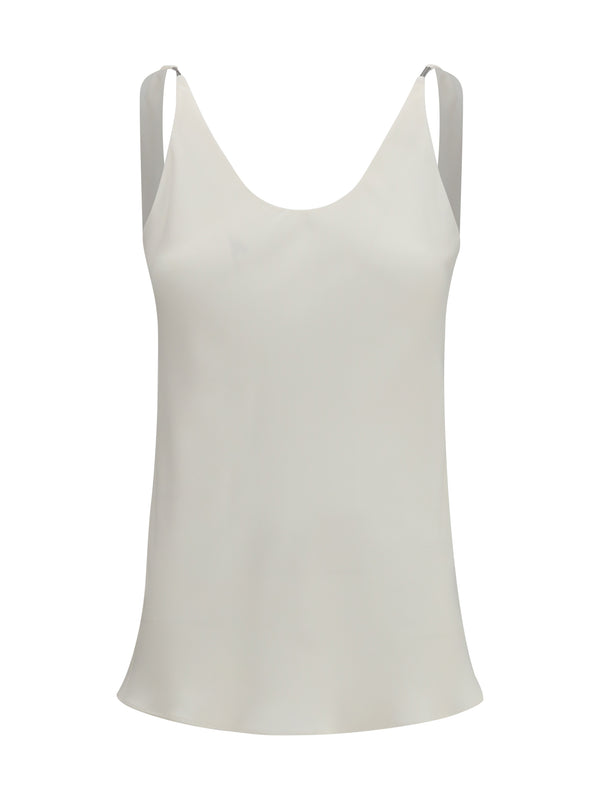 Brunello Cucinelli 100% silk tank top in beige
