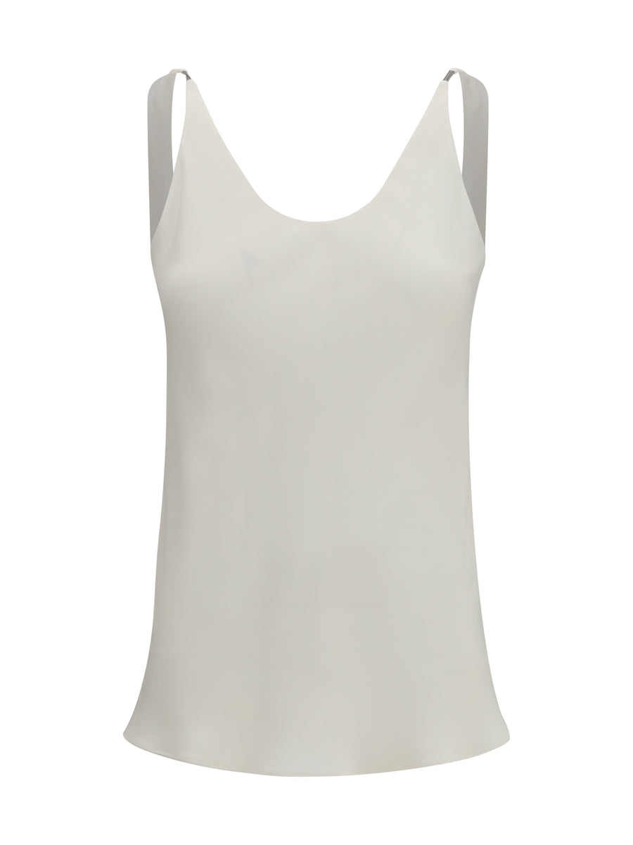 Brunello Cucinelli 100% silk tank top in beige
