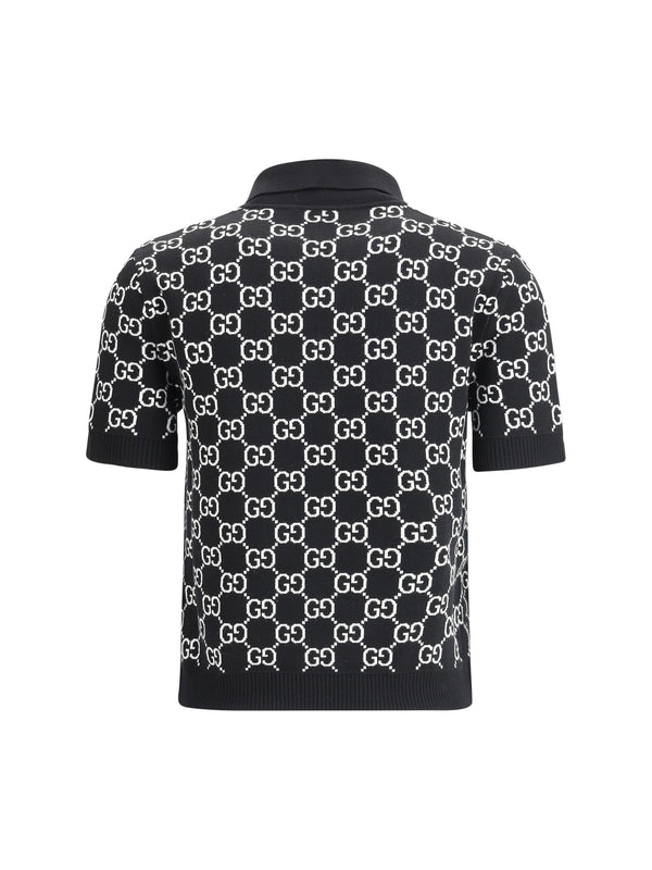 Polo Top Gg Wool Jacquard Black-White Black/white T-shirts & Jerseys