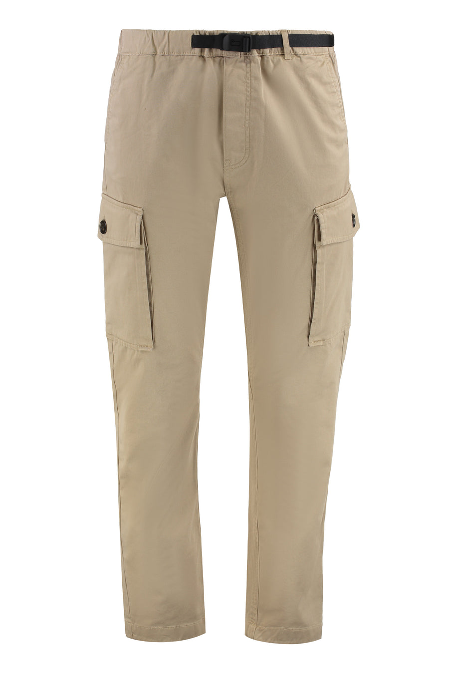 Belted Cotton Cargo Trousers Beige