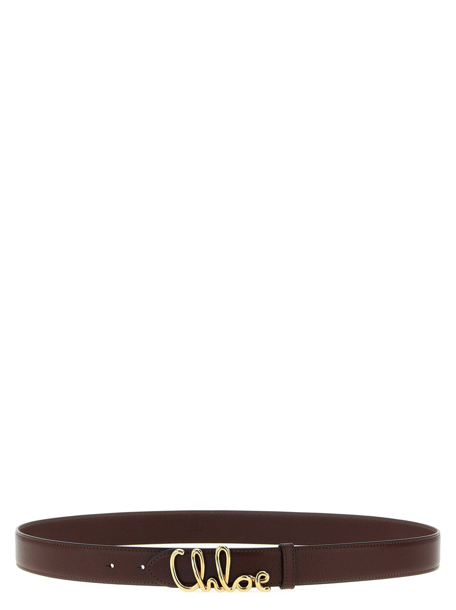 Chloé Gold Buckle Belt — Brown
