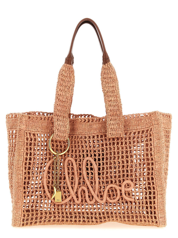 حقيبة تسوق رافيا كروشيه من Chloé — تان