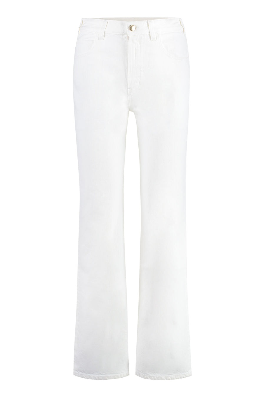High-Rise Boyfriend Jeans White Cotton