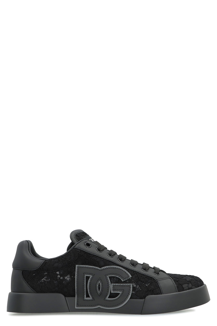Low-Top Sneakers With Leather Inserts Black Viscose Trainers