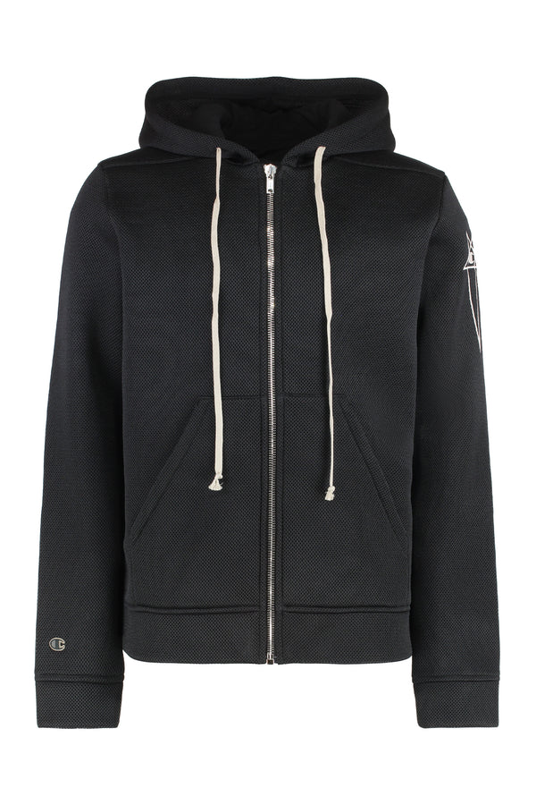 Rick Owens X Champion Full Zip Hoodie Black Polyester