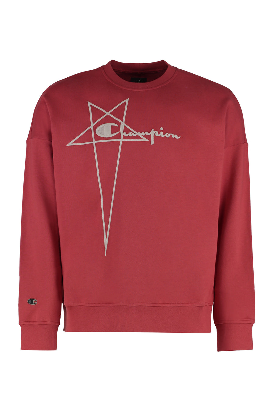 Rick Owens X Champion Cotton Crew-Neck Sweatshirt Red Sweatshirts