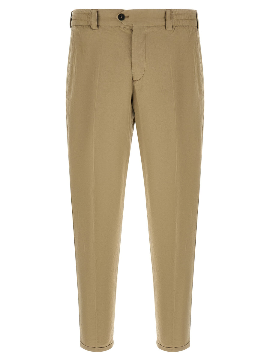Pt Torino Cotton-Linen Blend Trousers — Beige