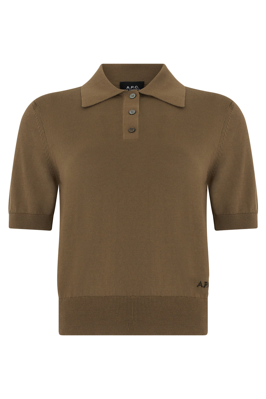 Knit Cotton Polo Shirt Khaki Chine Tops