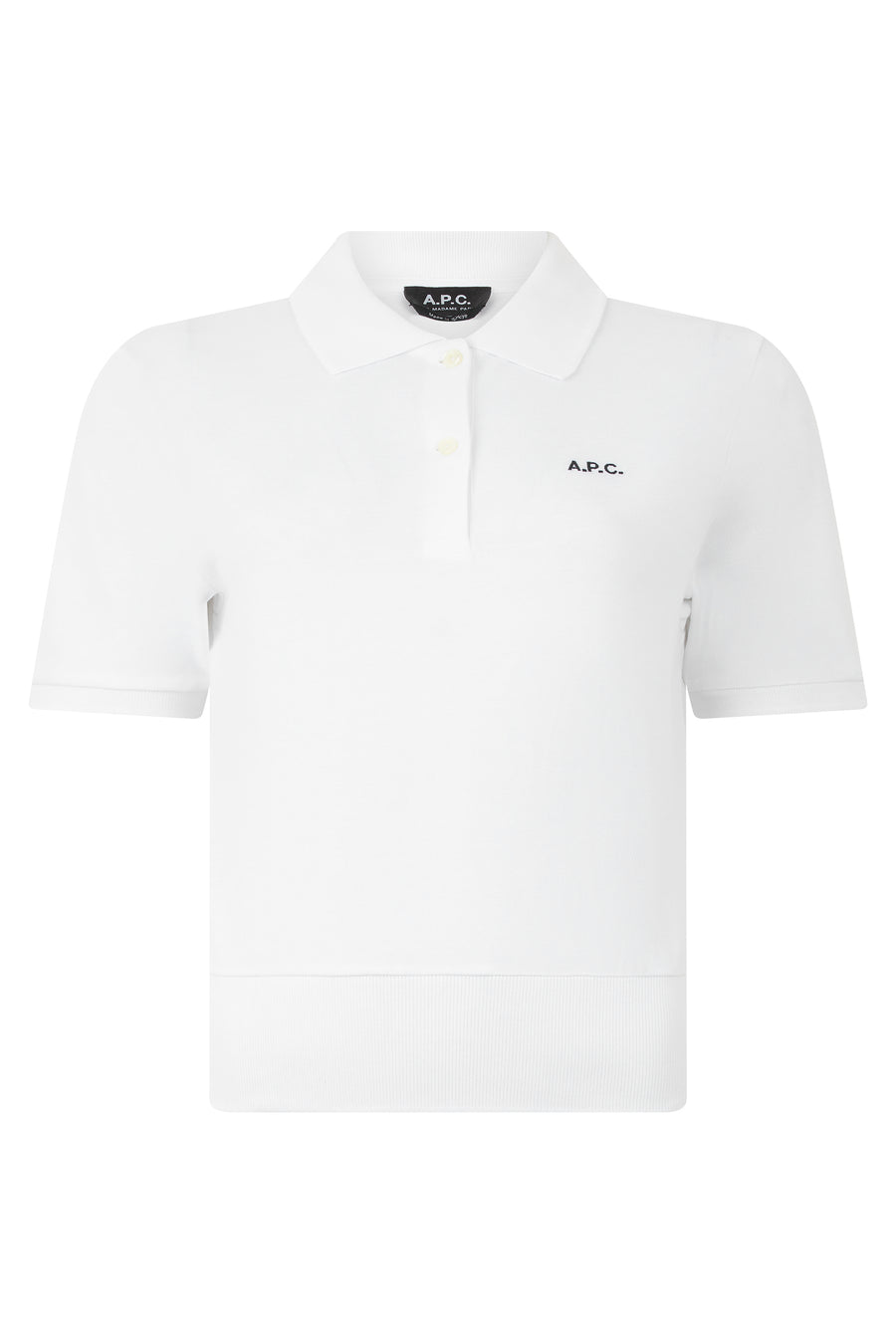 Polo Shirt White Cotton Organic Tops