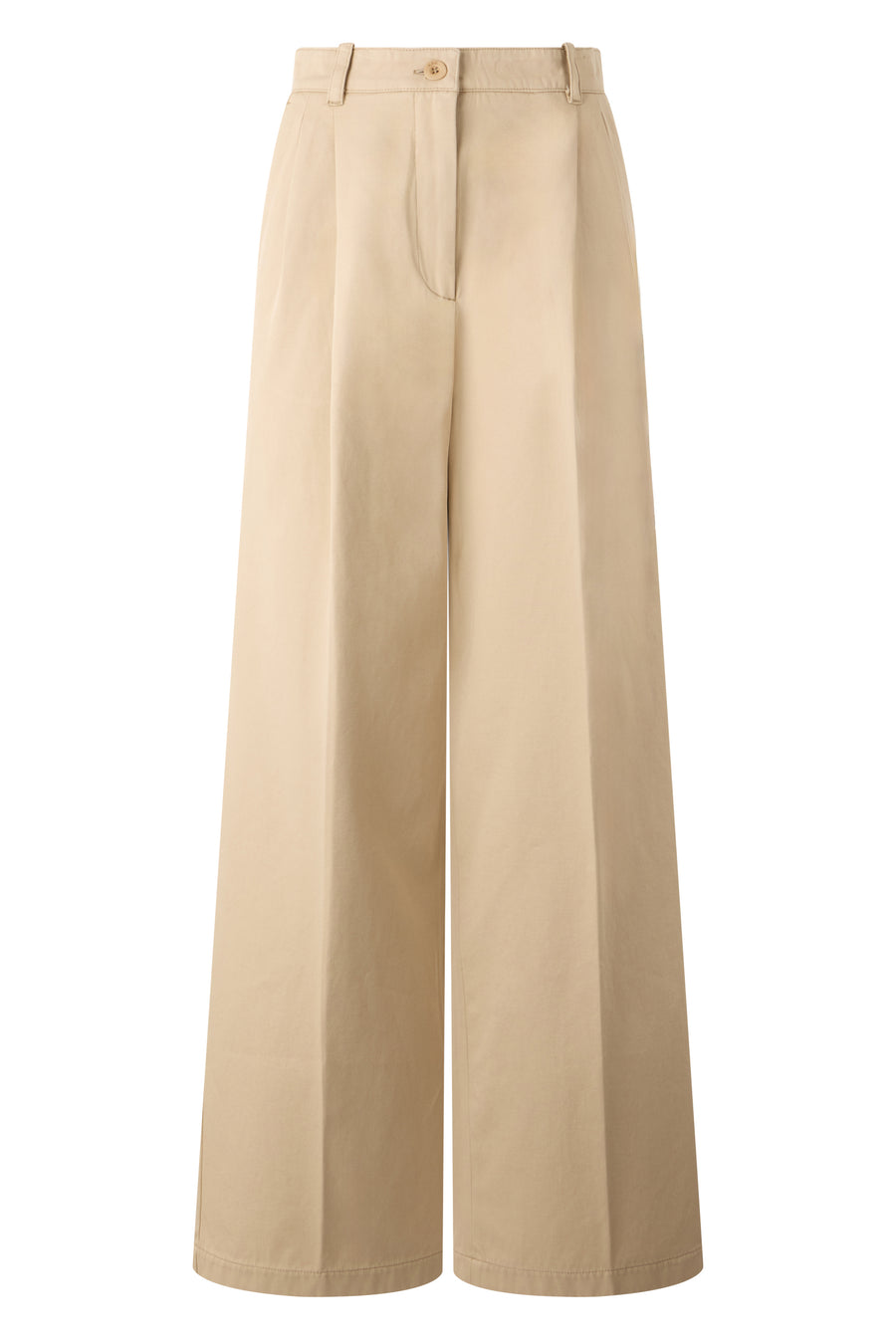 Cotton Trousers Beige Organic Wide-leg