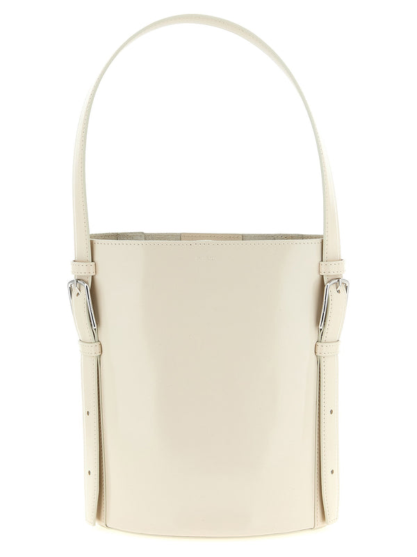 Coperni Sculptural Leather Bucket Bag — Cream
