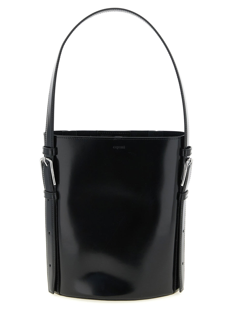 Coperni Sculptural Leather Bucket Bag — Black