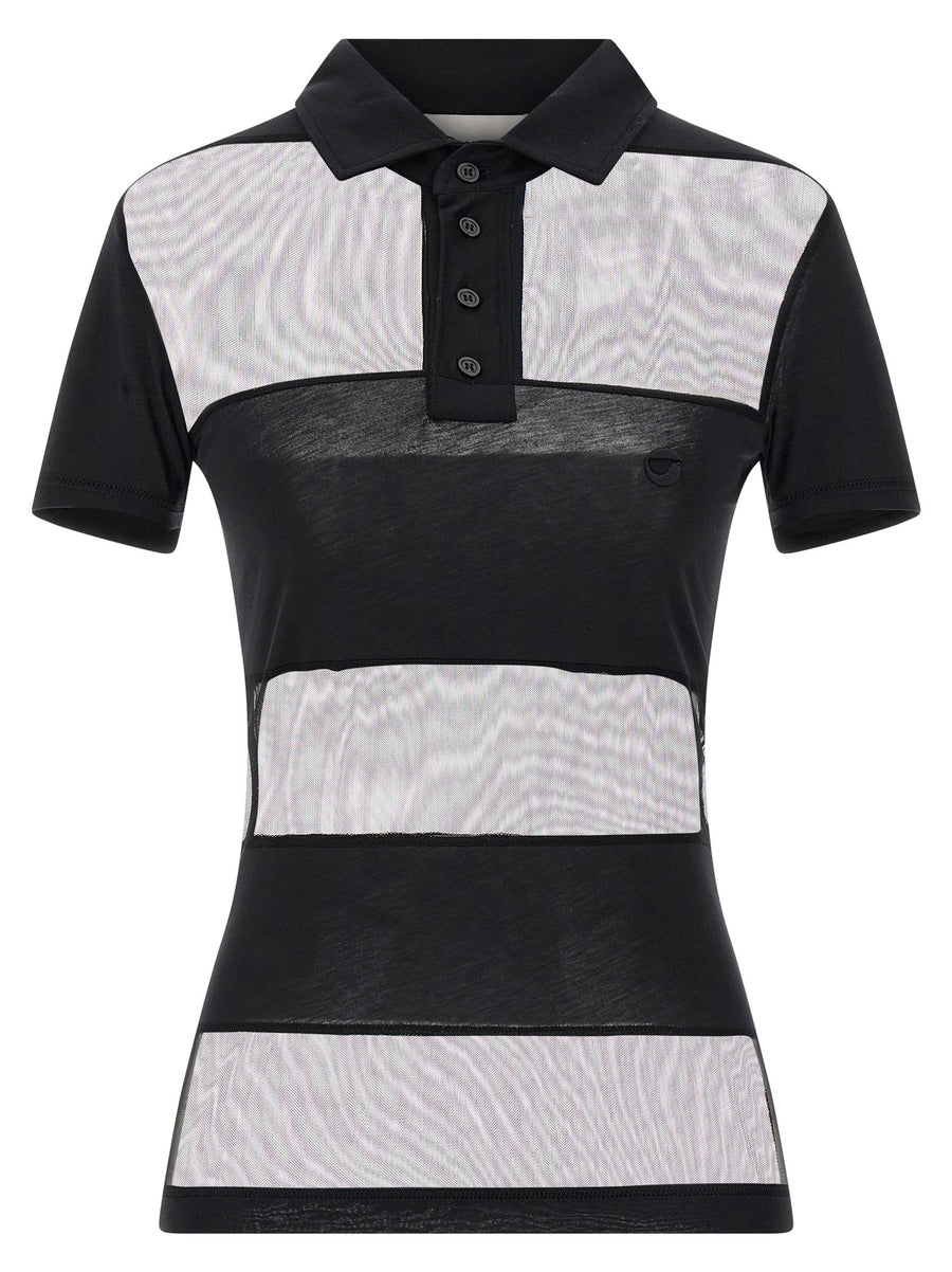 Coperni Sheer Striped Polo — Black