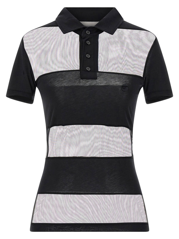 Coperni Sheer Striped Polo — Black