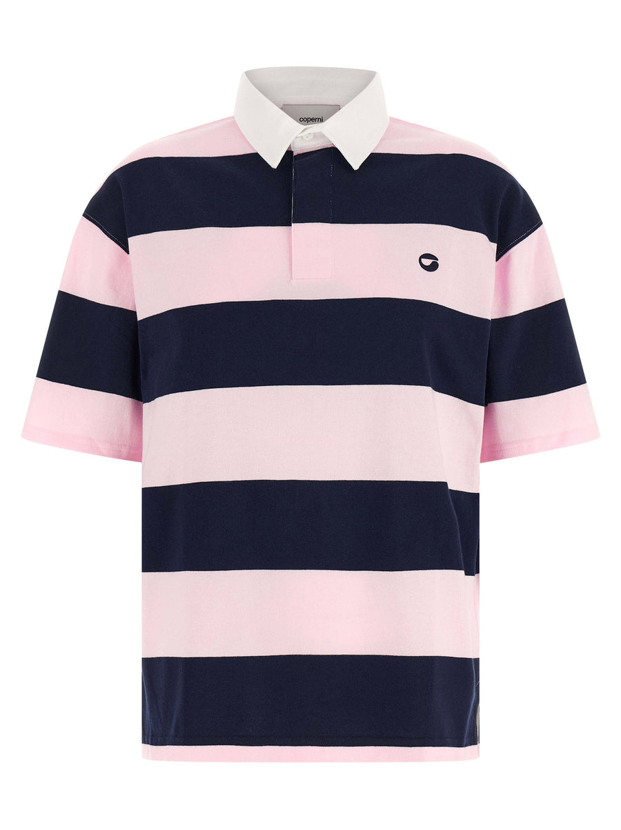 Coperni Striped Cotton Polo — Pink