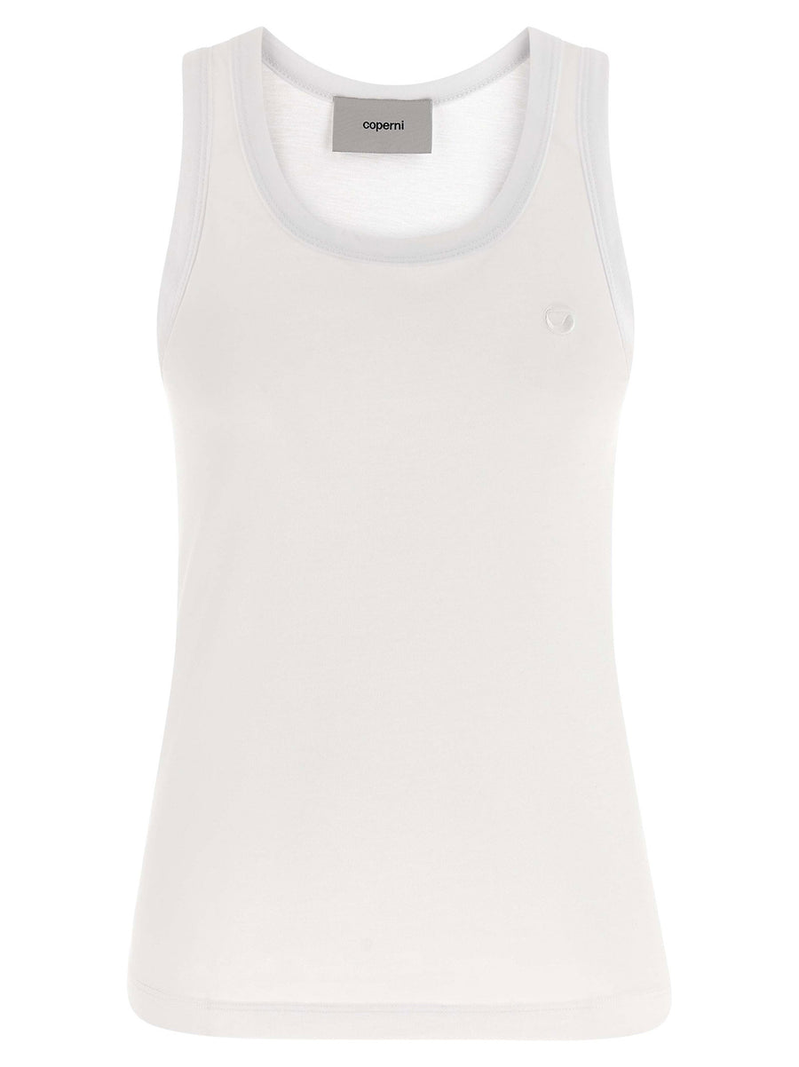 Coperni Logo-Embroidered Cotton-Modal Tank Top — white