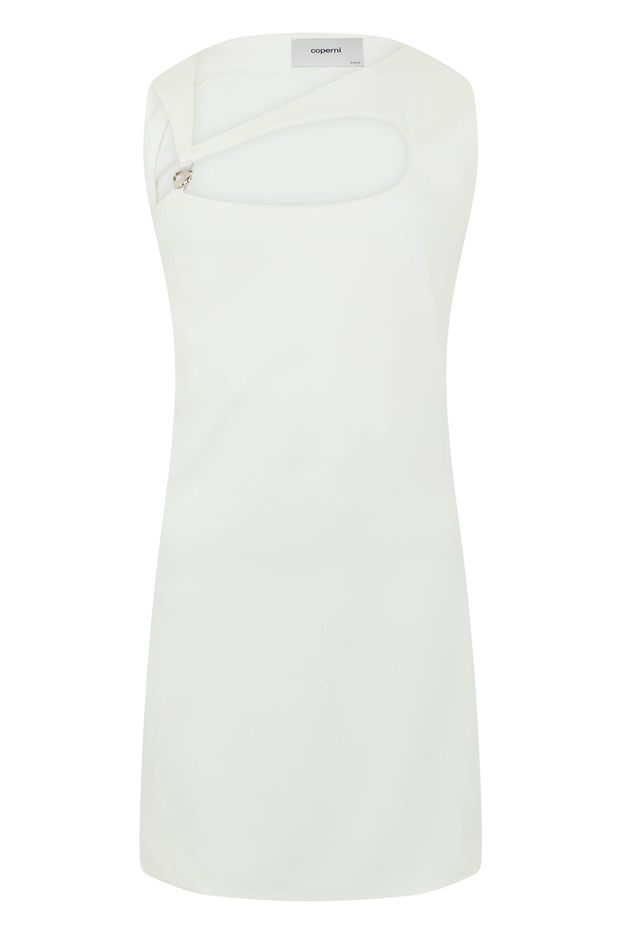 Mini Dress Wide Neckline White Polyamide
