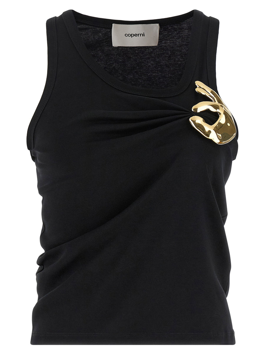 Coperni Metal Emoji-Embellished Cotton Tank Top — Black
