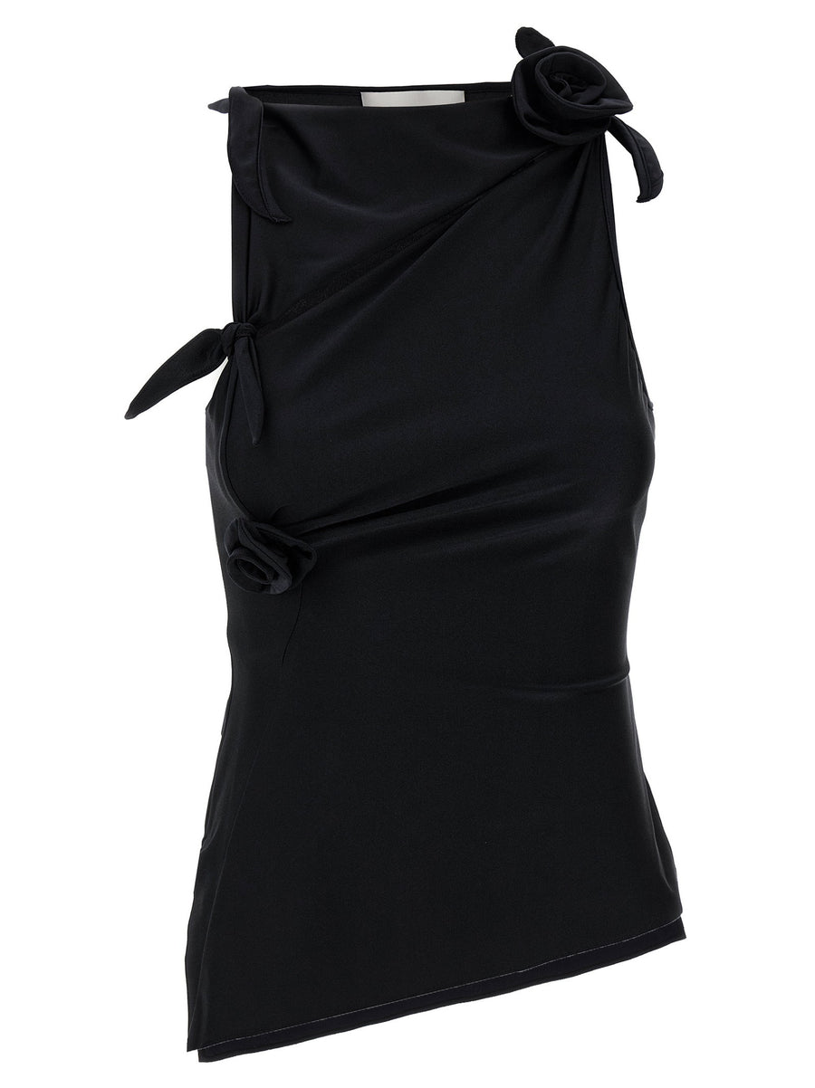 Coperni Asymmetric Flower Cut-Out Tank Top — Black