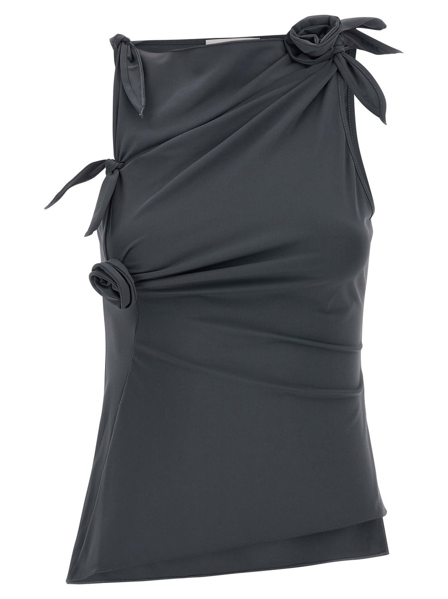 Coperni Asymmetric Ruched Tank Top — Black