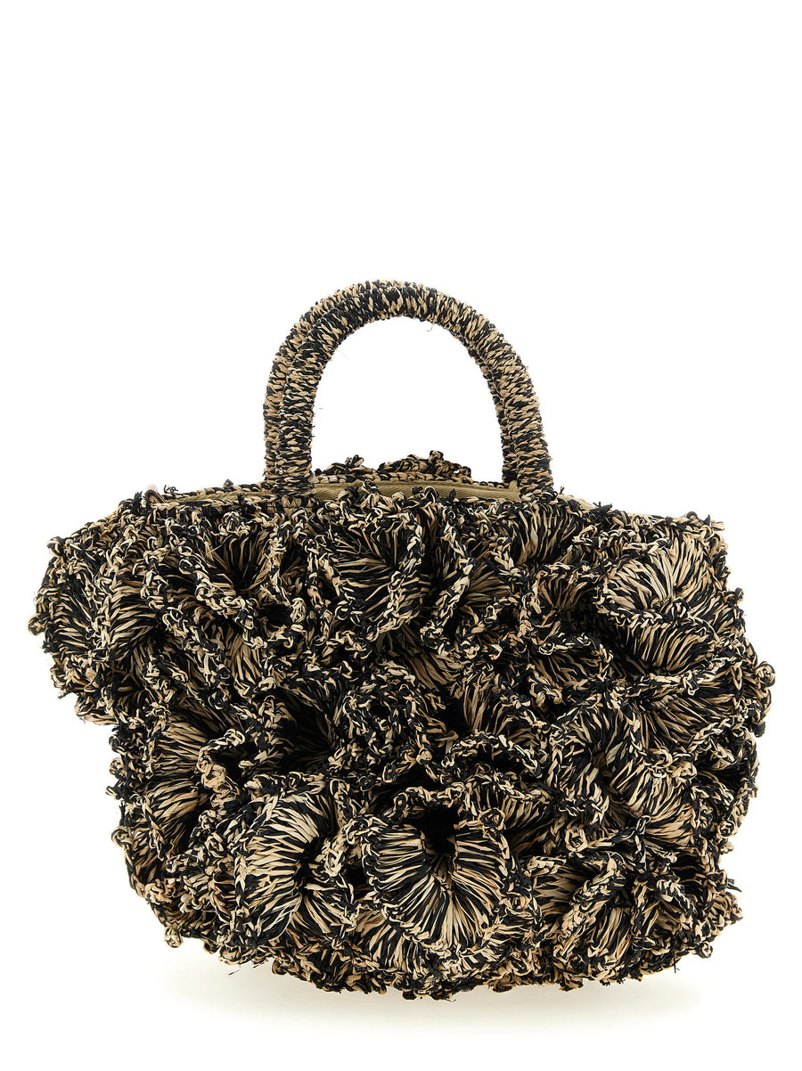 Ibeliv 3D Crocheted Raffia Bucket Bag — Black