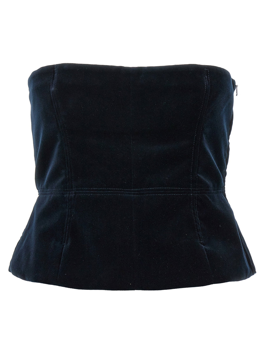 Tom Ford Velvet Strapless Top — Navy