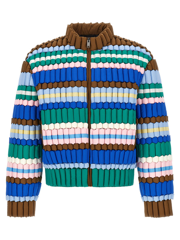 Raxxy 3D Quilted Colorblock Down Jacket — brown