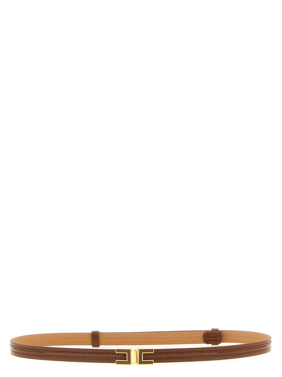 Elisabetta Franchi Logo-Buckle Belt — Cognac