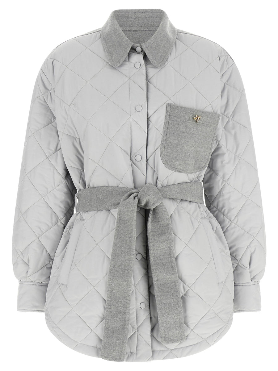 Fabiana Filippi Quilted Hybrid Overshirt — Gray