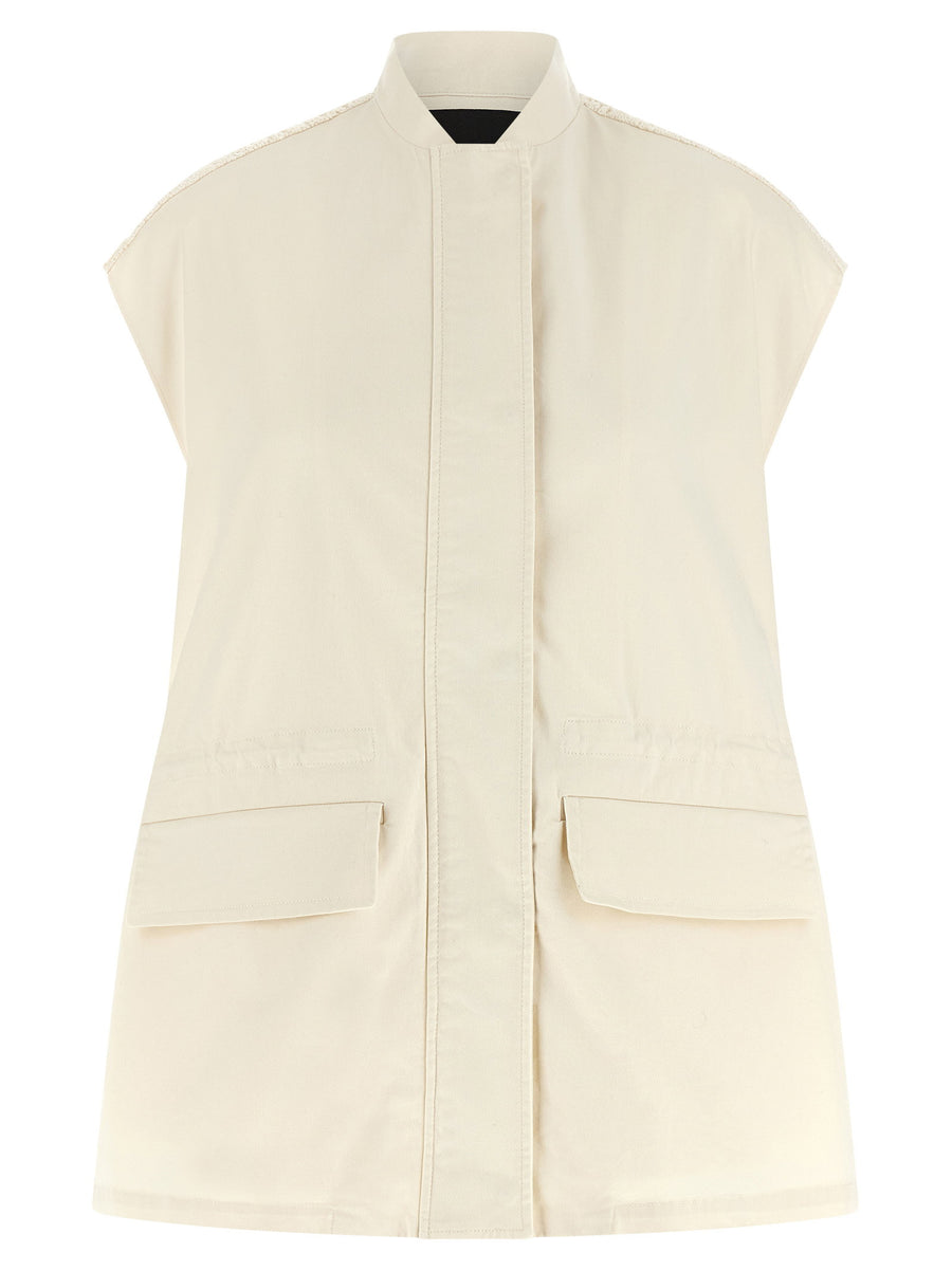 Fabiana Filippi Cotton Gabardine with Crochet Insert Vest — Cream