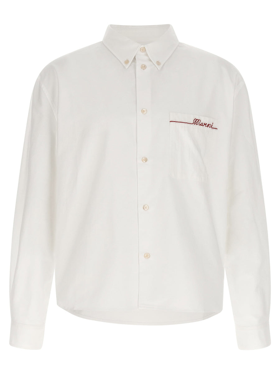 Marni Embroidered Cotton Shirt — White
