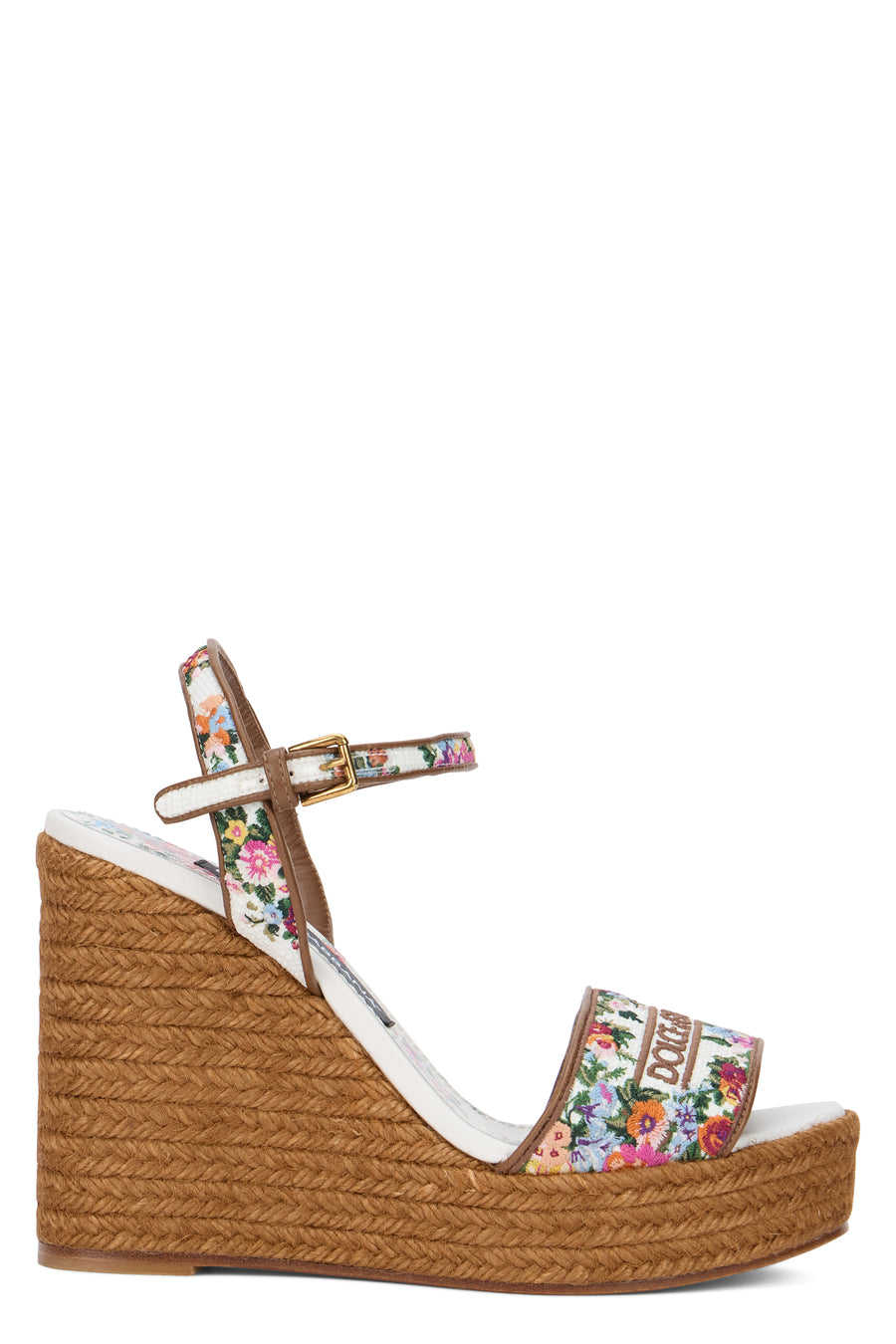 Wedge Sandals With Majolica Print White/multicolour Goat Leather