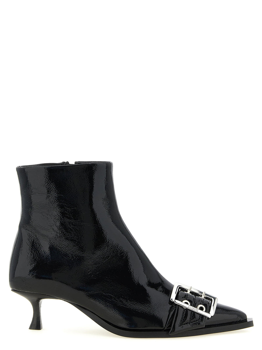 Ganni Buckle Ankle Boot — Black