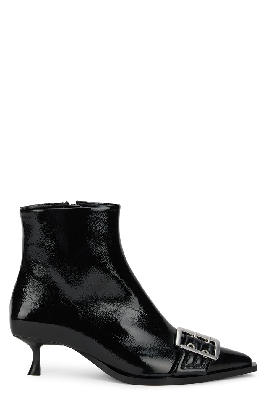 Ankle Boots Black Leather Polyester