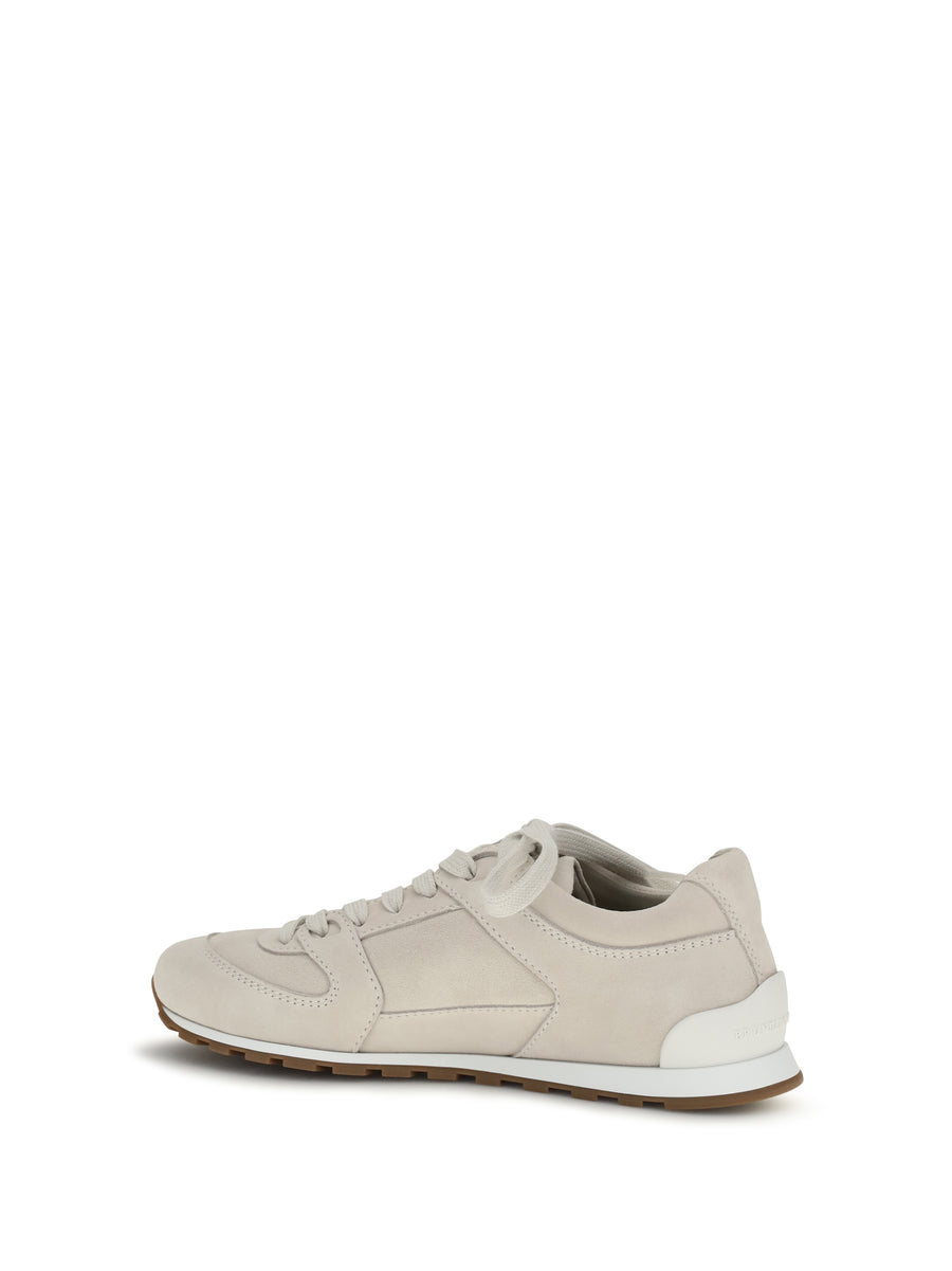 Suede Sneakers Ivory Calf Leather Trainers
