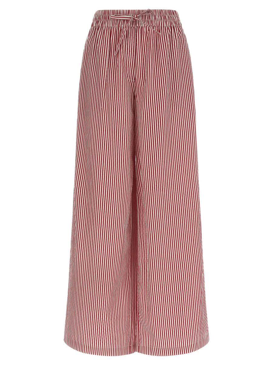 P.A.R.O.S.H. Striped Cotton Poplin Trousers — Burgundy