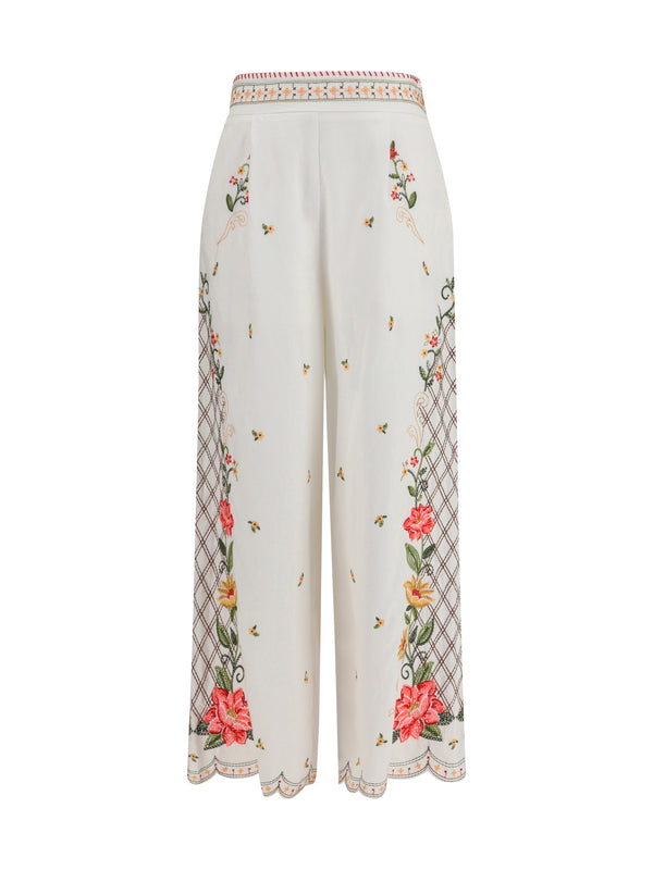 Farm Rio 55% Linen; 45% Viscose trousers in white