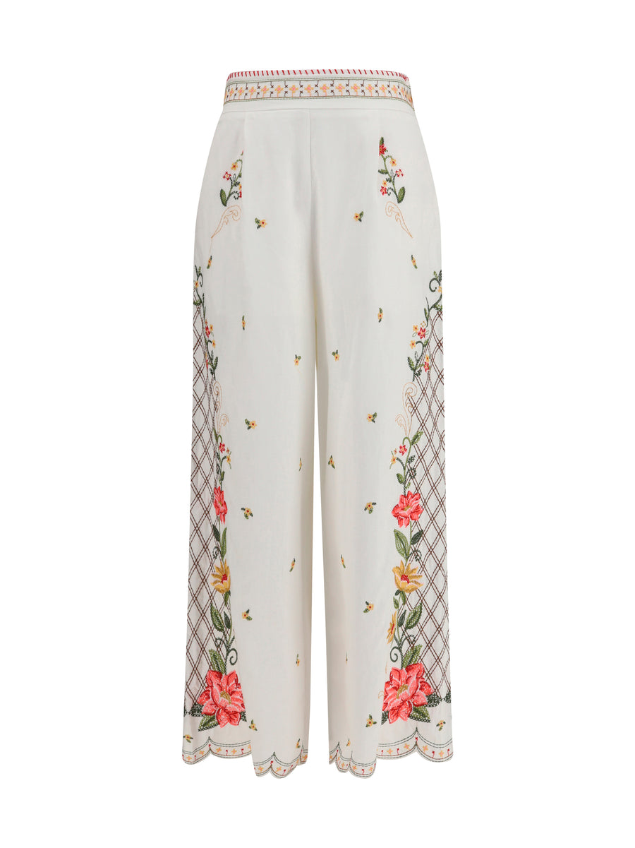 Farm Rio 55% Linen; 45% Viscose trousers in white