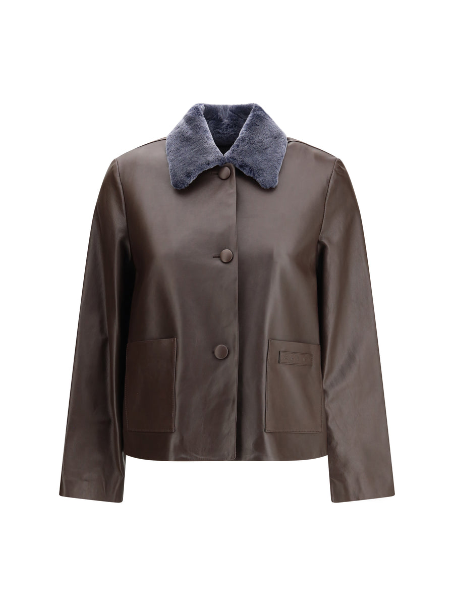 Marni Outer: 80% Leather jacket in brown