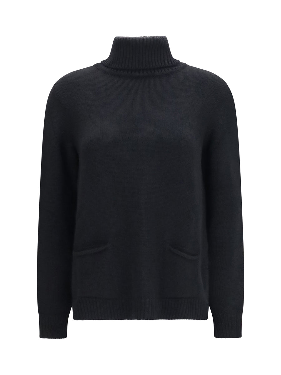 High Neck Sweater Nero Kashmir/capra Hircus