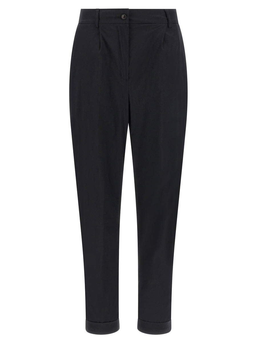 Kiton Stretch Cotton Poplin Trousers — Black