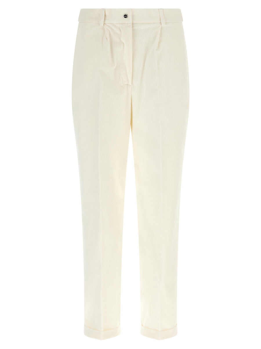 Kiton Corduroy Tapered Trousers — White