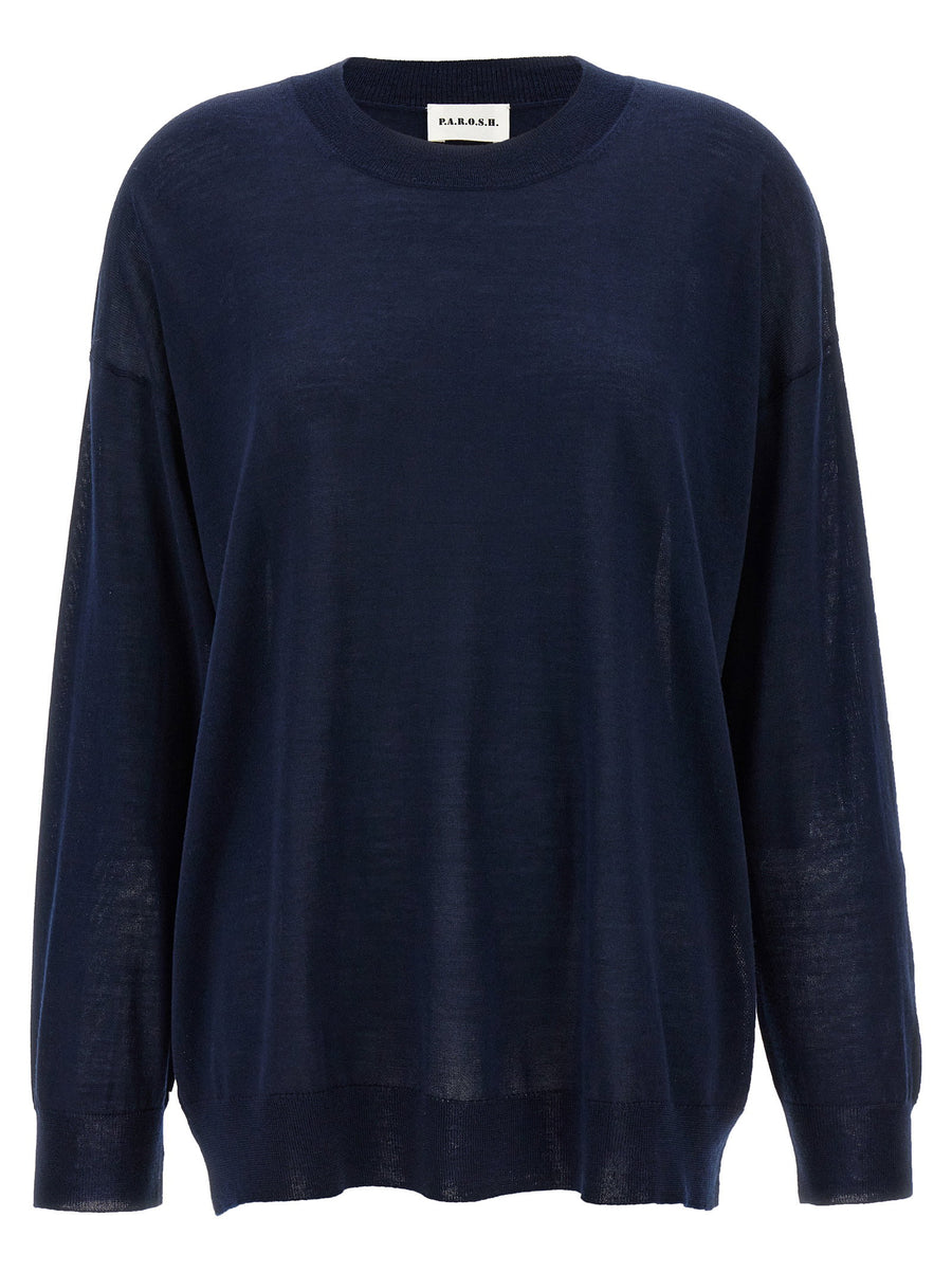 P.A.R.O.S.H. Wool Blend Crew-Neck Sweater — Navy