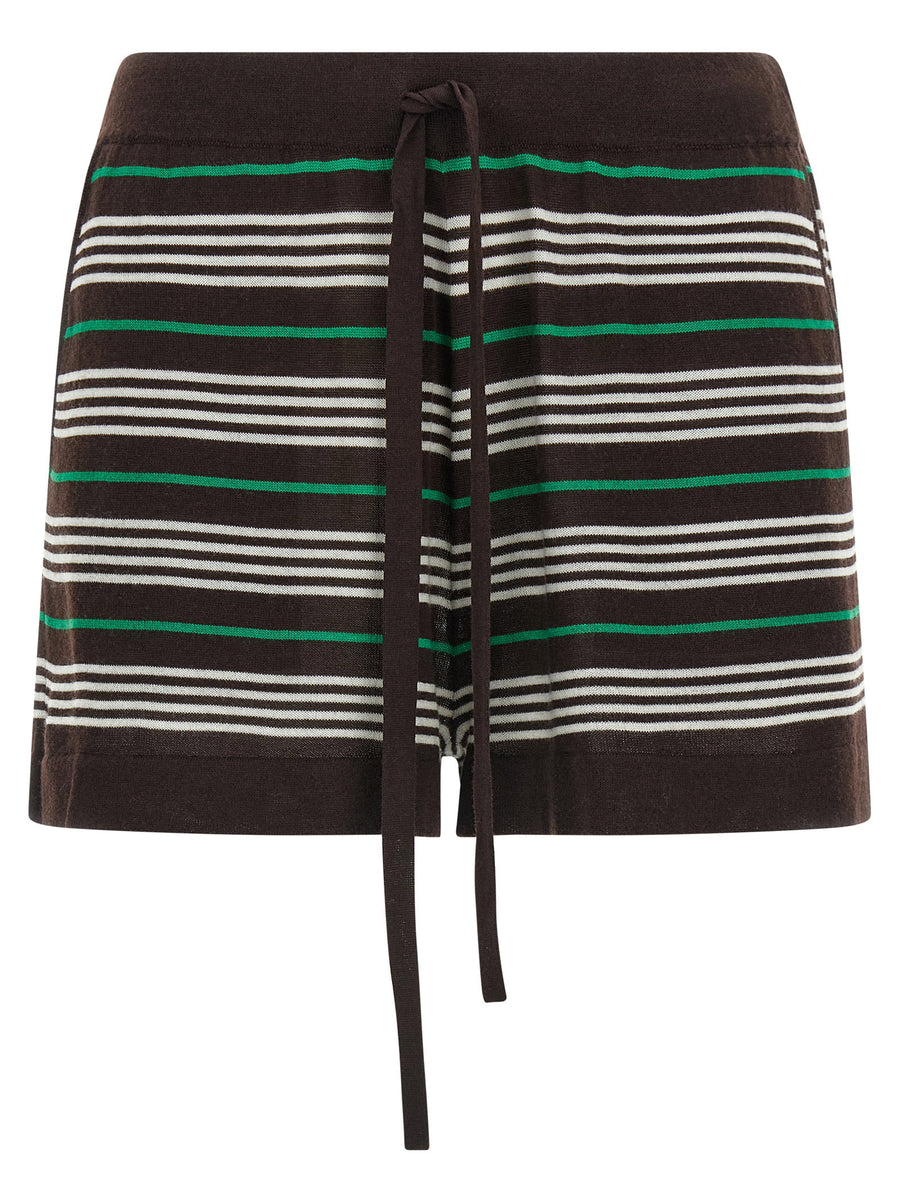 P.A.R.O.S.H. Striped Wool Blend Shorts — Brown