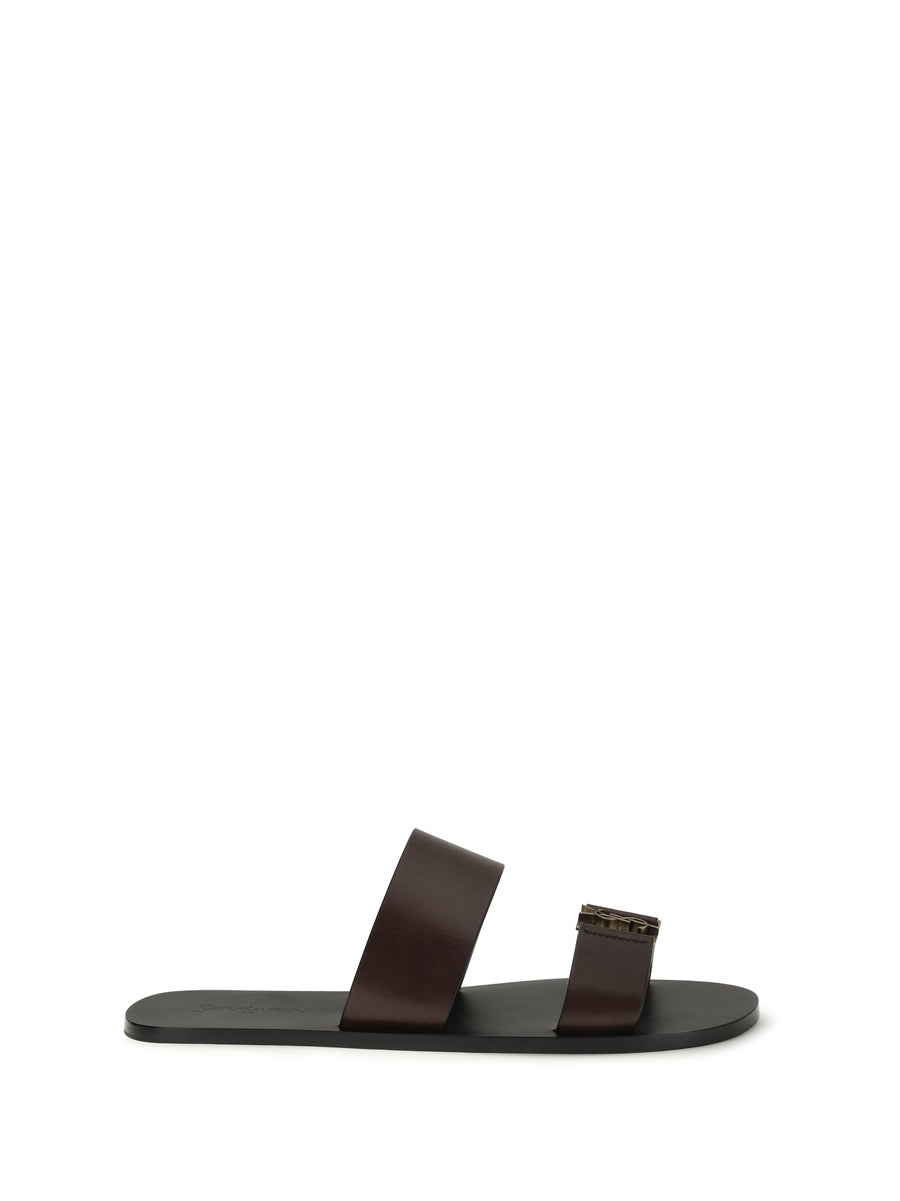 Saint Laurent 100% calf leather sandals in brown