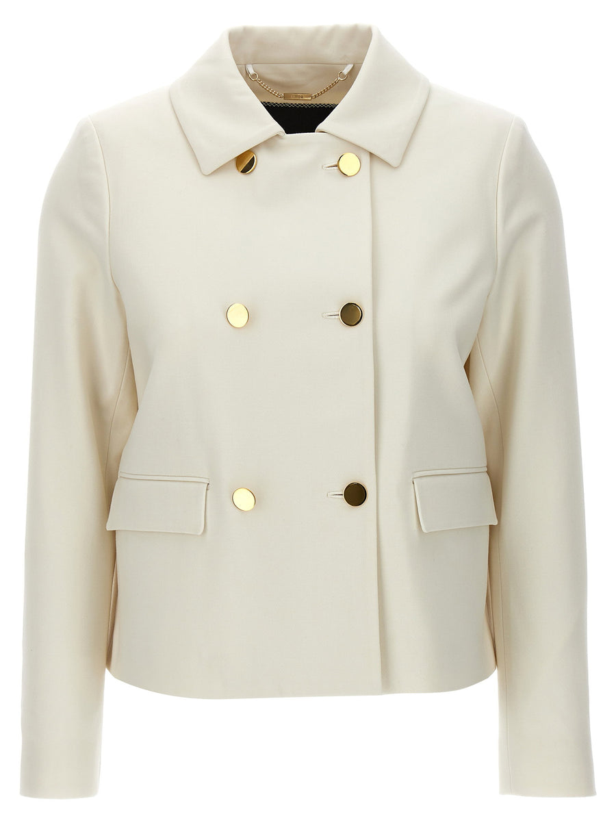 Kiton Double-Breasted Wool Jacket — Cream