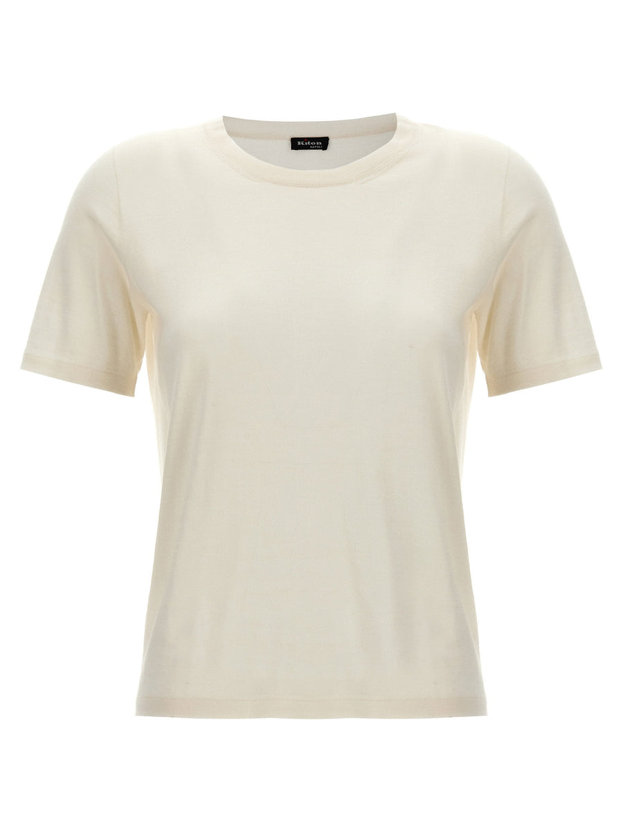 Kiton Silk-Cashmere Blend T-shirt — Cream