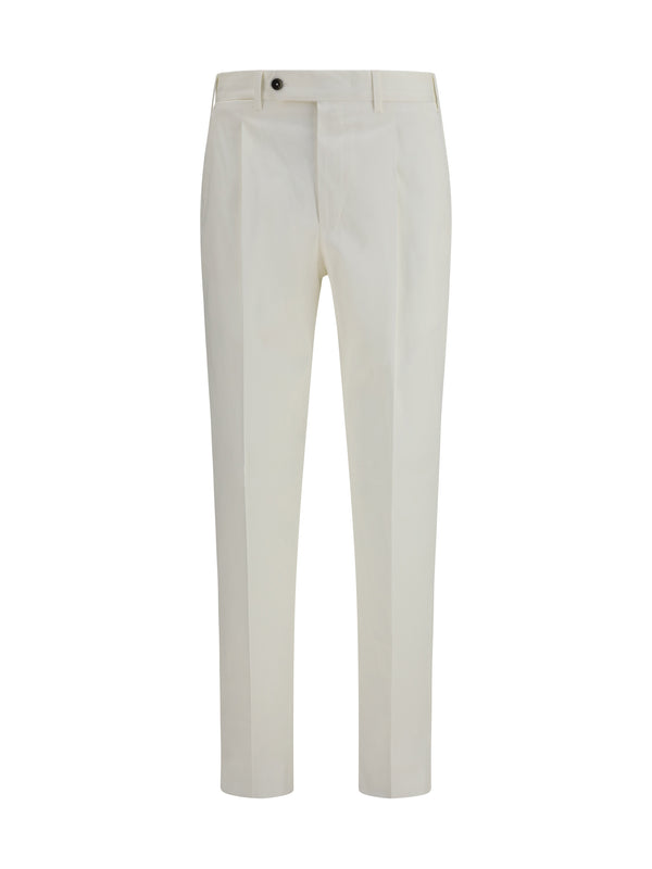 Pt Torino 94% Cotton trousers in white