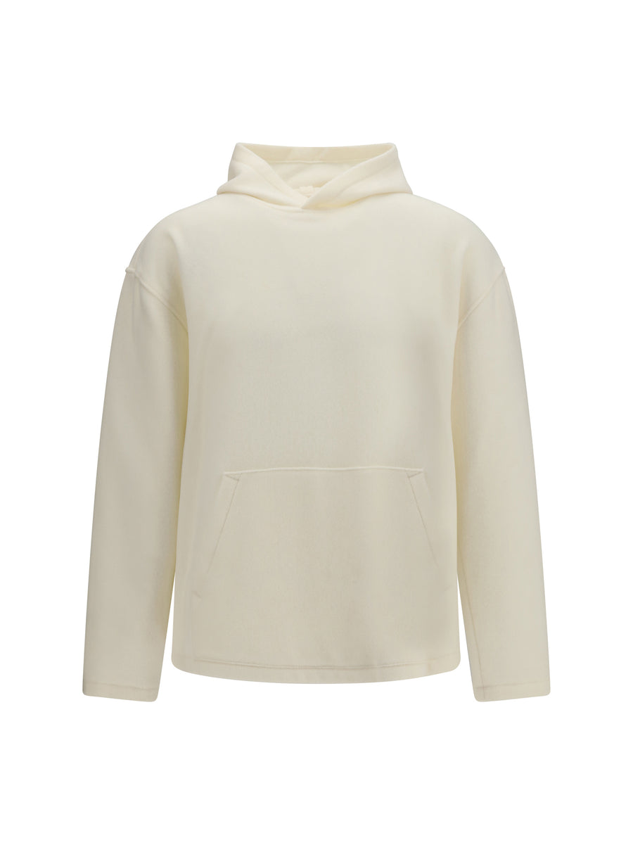 Hooded Sweater White Fleece Wool Ovis Aries
